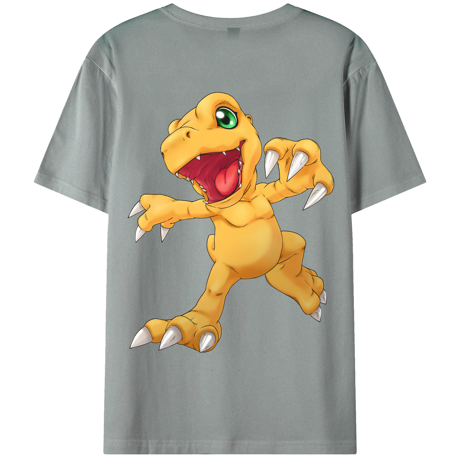 （画像用） Digimon デジタルモンスター/デジモン 綿100％ メンズ半袖Tシャツ（バックプリント） 通気性